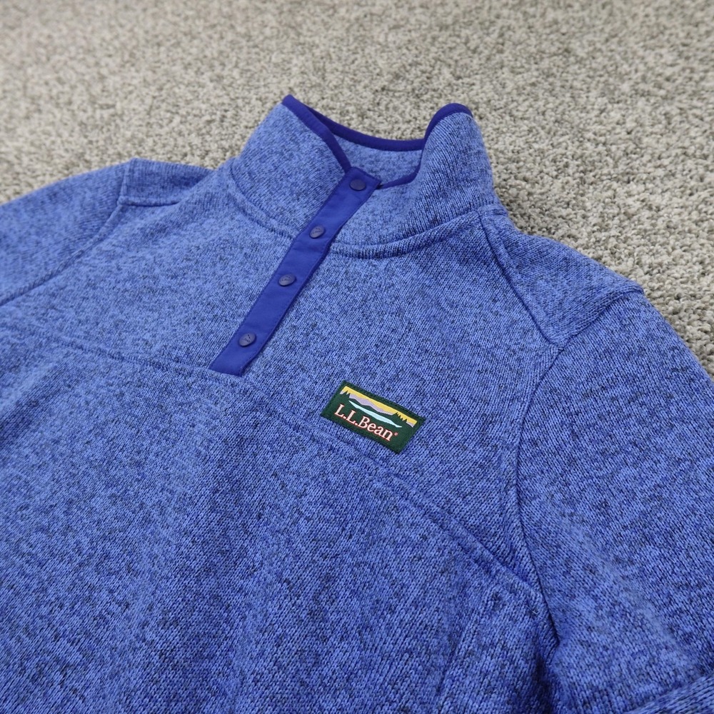 LL Bean Sweater Womens S Blue Katahdin Snap Neck Fleece Pullover Outdoor Hiking